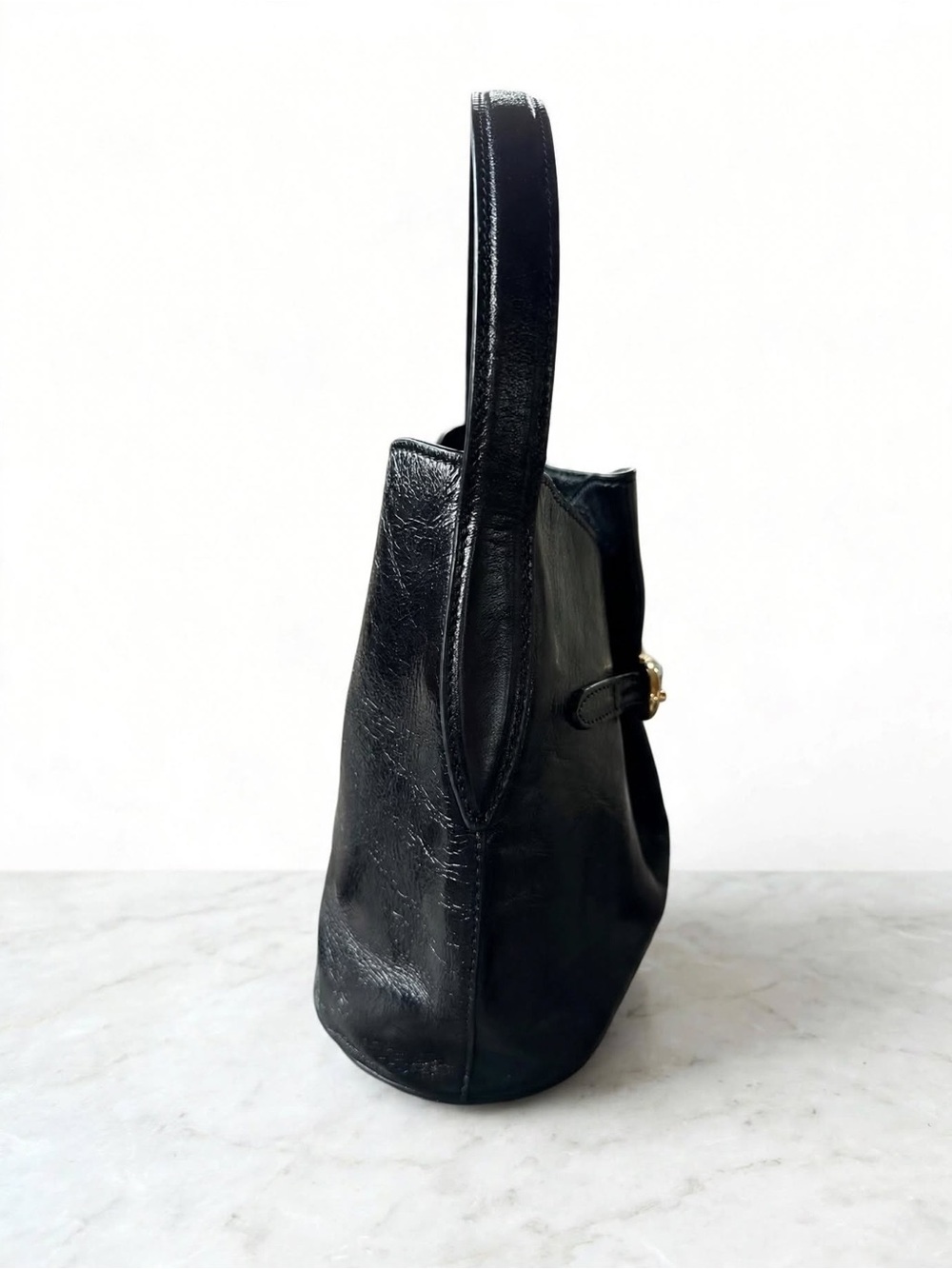 Lifer bucket bag Black Patent Leather Shoulder Bag. - Picture 7 of 10